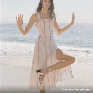 Reformation Ivory and Red Striped Dress